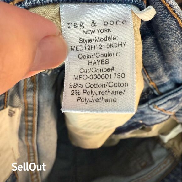 Rag & Bone Men's Classic Fit Straight Jeans Blue Size 40 29 Inseam Button Fly - Picture 4 of 5